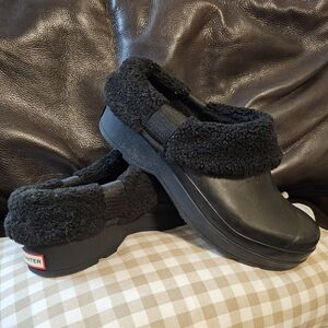 Hunter Black Fleece Clogs...never worn!